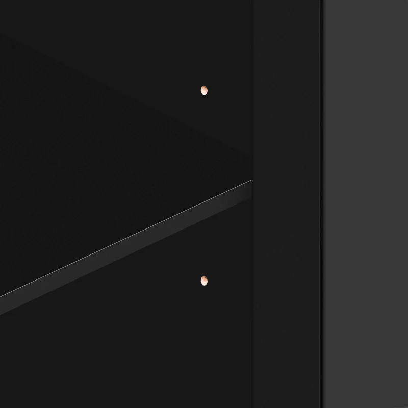 Buffet noir design 4 portes miroir motif géométrique et poignées en cristal froid 160*40*84cm VOVRATH BLACK