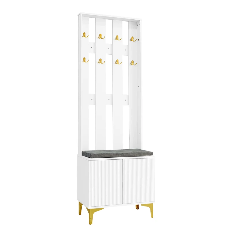 Vestiaires à l'entrée et meuble à chaussures avec banc et coussins, 2 tiroirs et 4 portes SCROCON