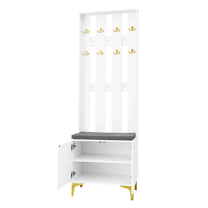 Vestiaires à l'entrée et meuble à chaussures avec banc et coussins, 2 tiroirs et 4 portes SCROCON