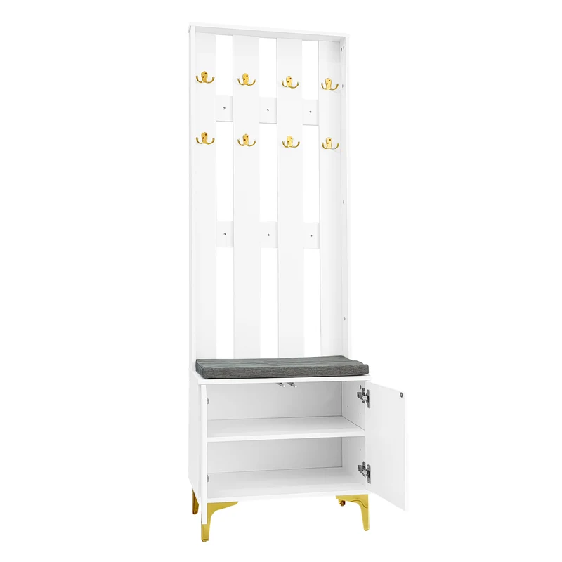 Vestiaires à l'entrée et meuble à chaussures avec banc et coussins, 2 tiroirs et 4 portes SCROCON