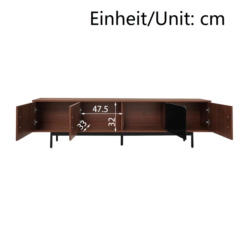 Meuble TV effet bois noyer motifs linéaires sculptés avec élairage LED 200*35*53cm SCRACOKS