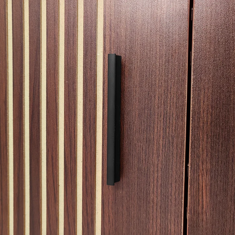 Meuble TV effet bois noyer motifs linéaires sculptés avec élairage LED 200*35*53cm SCRACOKS