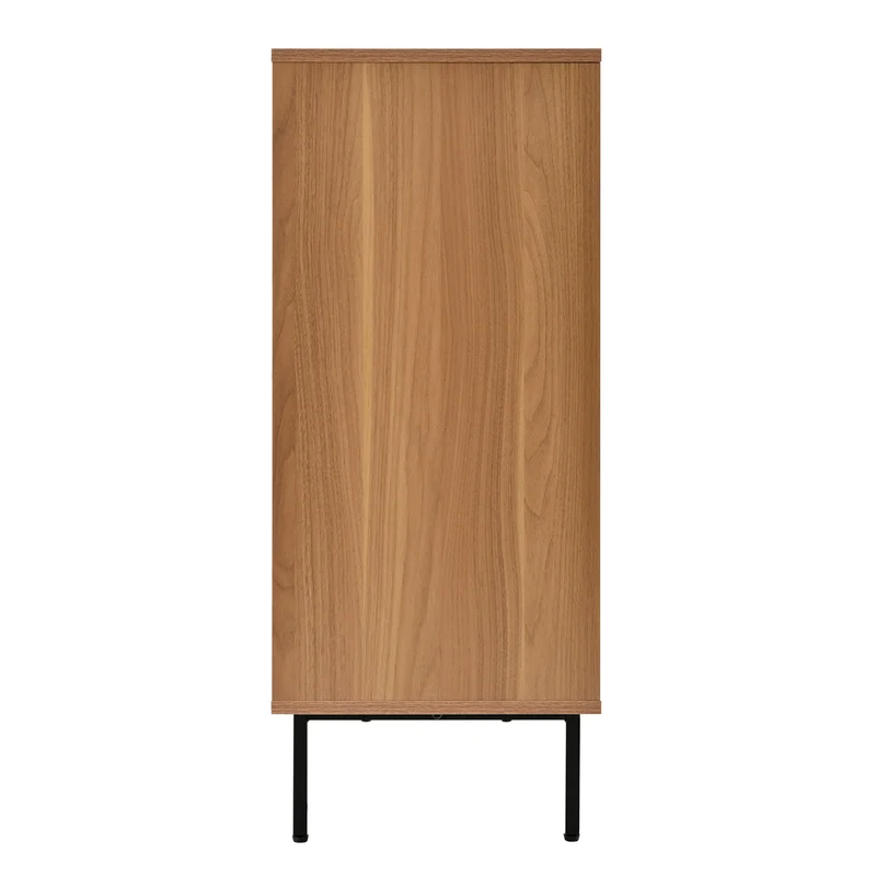 Buffet vintage effet bois et 2 portes coulissantes en rotin tressé et 3 tiroirs PROPOLIS