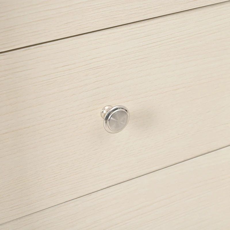 Buffet blanc ondulé avec 3 tiroirs 2 portes coulissantes et pieds en bois massif GLAND