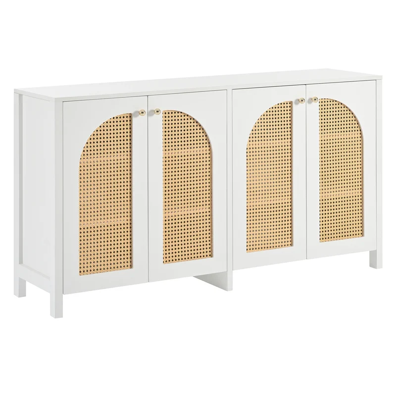 Buffet élégant blanc en rotin 4 portes SCIRQRAIN