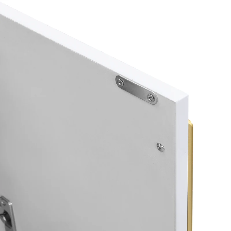Meuble TV blanc brillant motif gravé avec poignées et pieds dorées 170*40*53cm YAURNUD WHITE