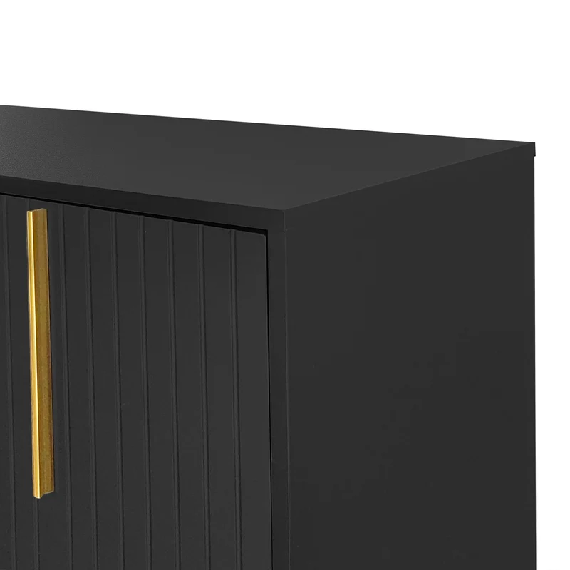 Buffet haut avec 3 portes noir mat motif de forme U H81/B138/T40 CRUUGREN BLACK
