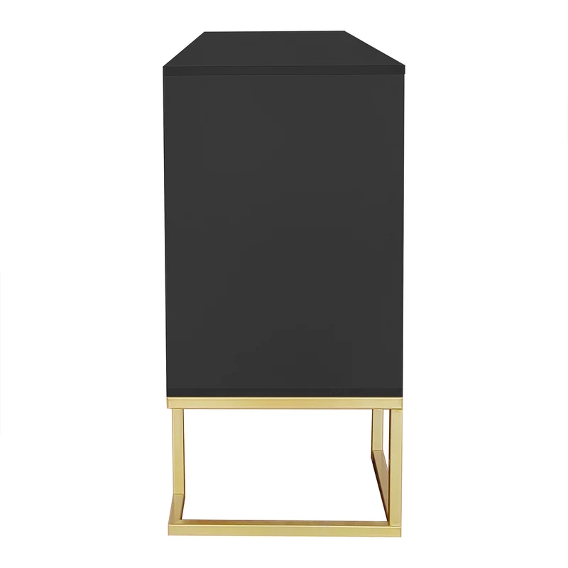 Buffet haut avec 3 portes noir mat motif de forme U H81/B138/T40 CRUUGREN BLACK