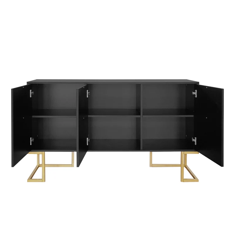 Buffet haut avec 3 portes noir mat motif de forme U H81/B138/T40 CRUUGREN BLACK