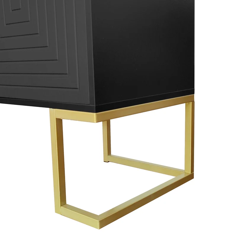 Buffet haut avec 3 portes noir mat motif de forme U H81/B138/T40 CRUUGREN BLACK