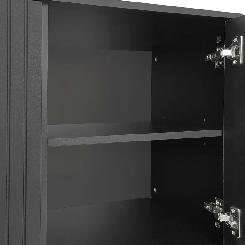 Buffet haut avec 3 portes noir mat motif de forme U H81/B138/T40 CRUUGREN BLACK