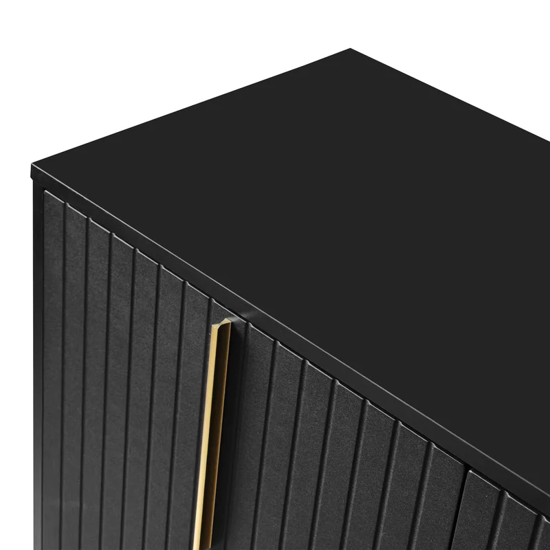 Buffet haut avec 3 portes noir mat motif de forme U H81/B138/T40 CRUUGREN BLACK