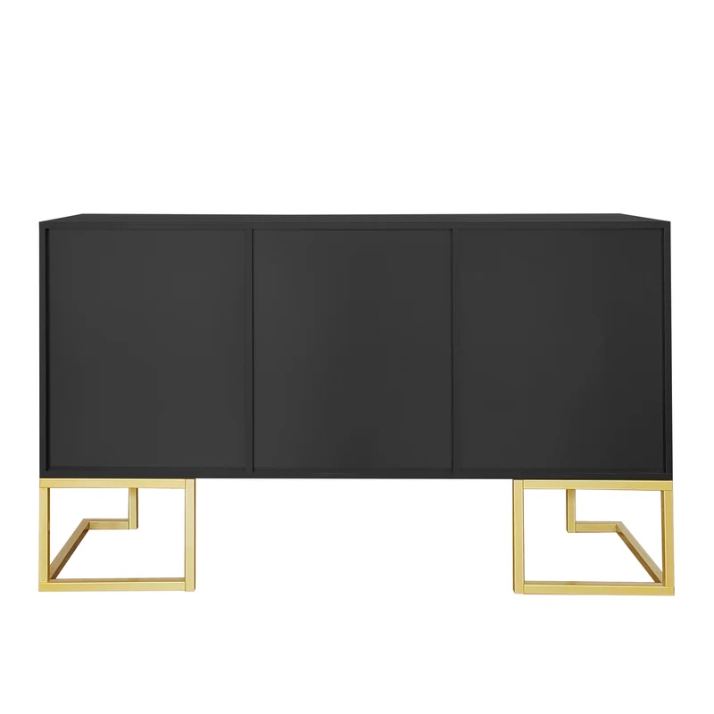 Buffet haut avec 3 portes noir mat motif de forme U H81/B138/T40 CRUUGREN BLACK