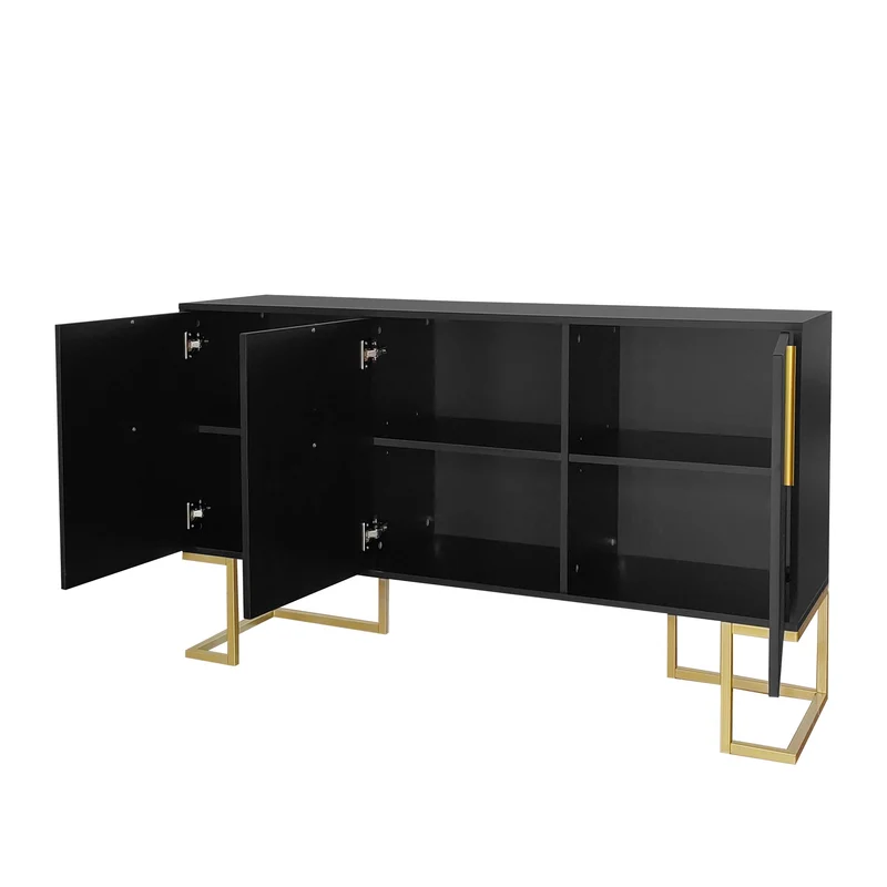 Buffet haut avec 3 portes noir mat motif de forme U H81/B138/T40 CRUUGREN BLACK