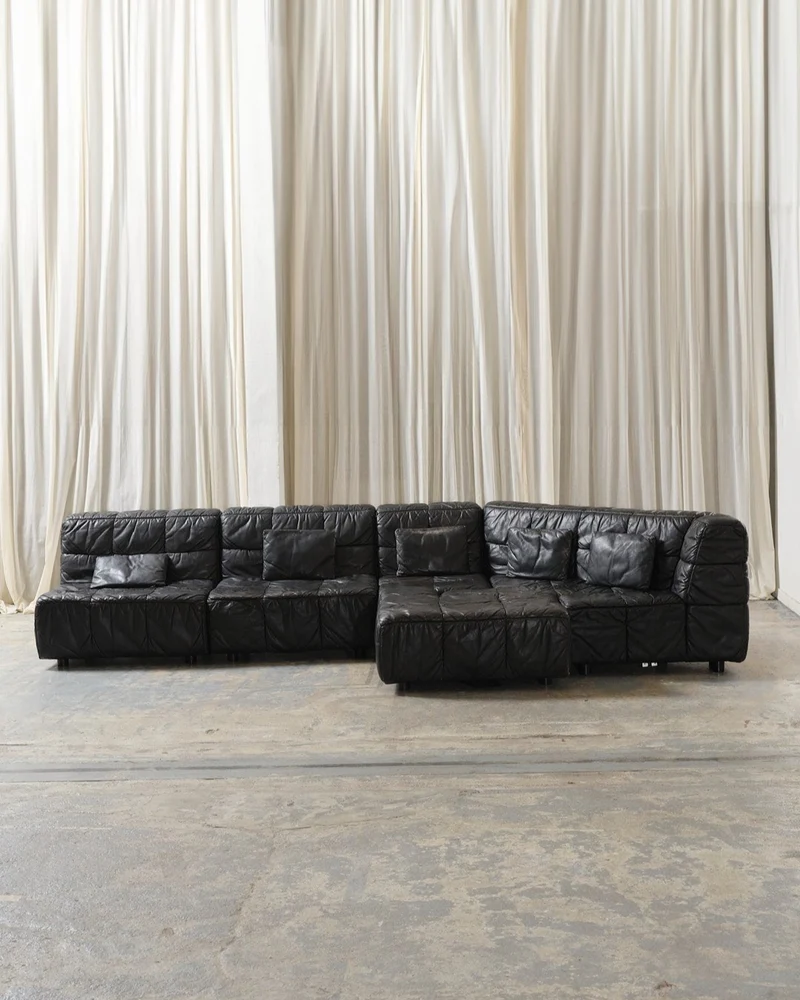 CANAPÉ MODULABLE CASTELL EN CUIR, HANS HOPFER, 1980s