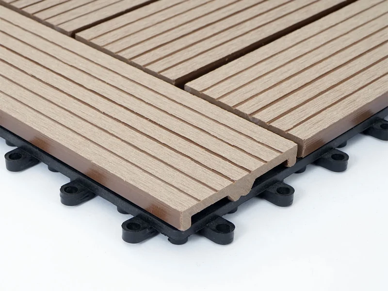 Carrelage de sol WPC balcon terrasse aspect bois 11 pièces 30x30cm 1m² décalage en teckn04_0005444