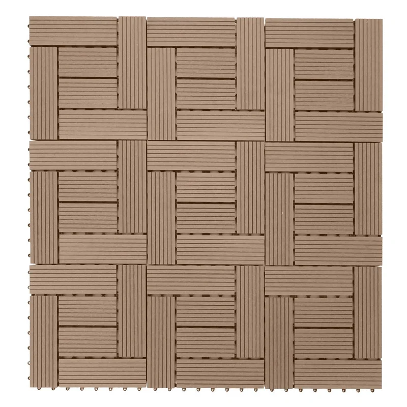 Carrelage de sol WPC balcon terrasse aspect bois 11 pièces 30x30cm 1m² décalage en teckn04_0005444