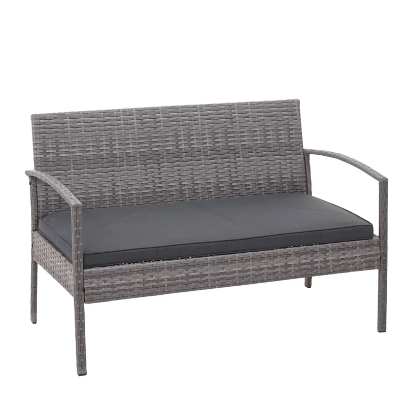 Salon de jardin en polyrotin gris pour balcon jardin terrasse jardin coussins gris foncé 04_0004213