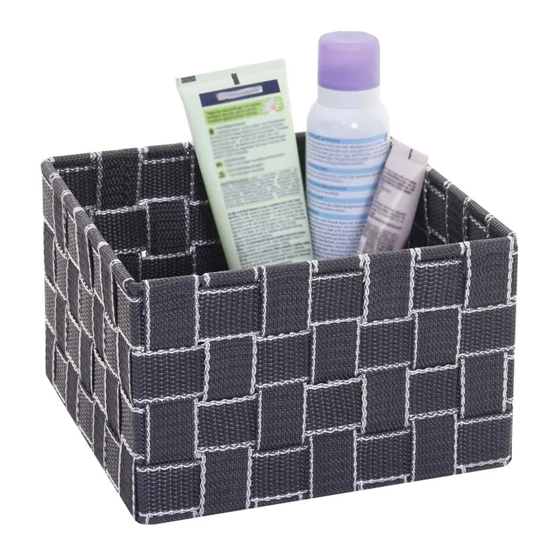 Panier de stockage panier décoration rangement accessoires salle de bain maquillage 12x19x19cm gris foncé 04_0003767