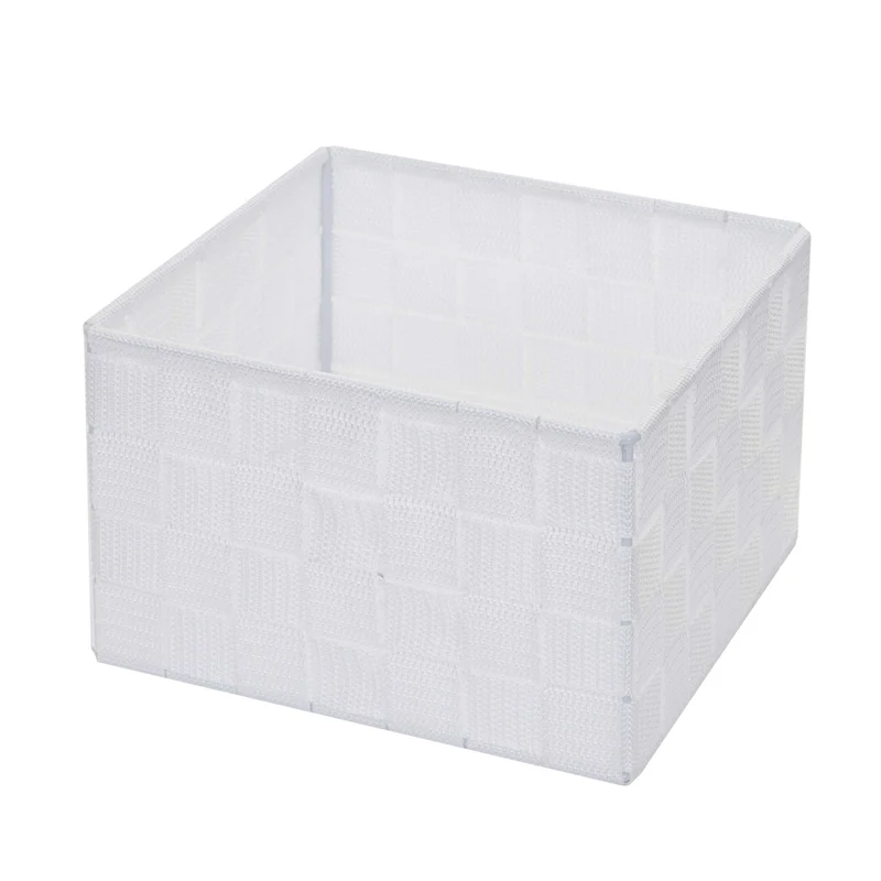 Panier de stockage panier décoration rangement accessoires salle de bain maquillage 12x19x19cm blanc 04_0003766