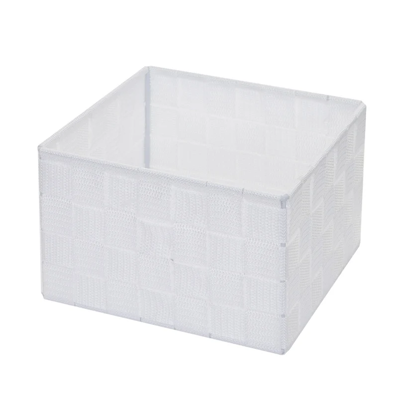 Panier de stockage panier décoration rangement accessoires salle de bain maquillage 12x19x19cm blanc 04_0003766