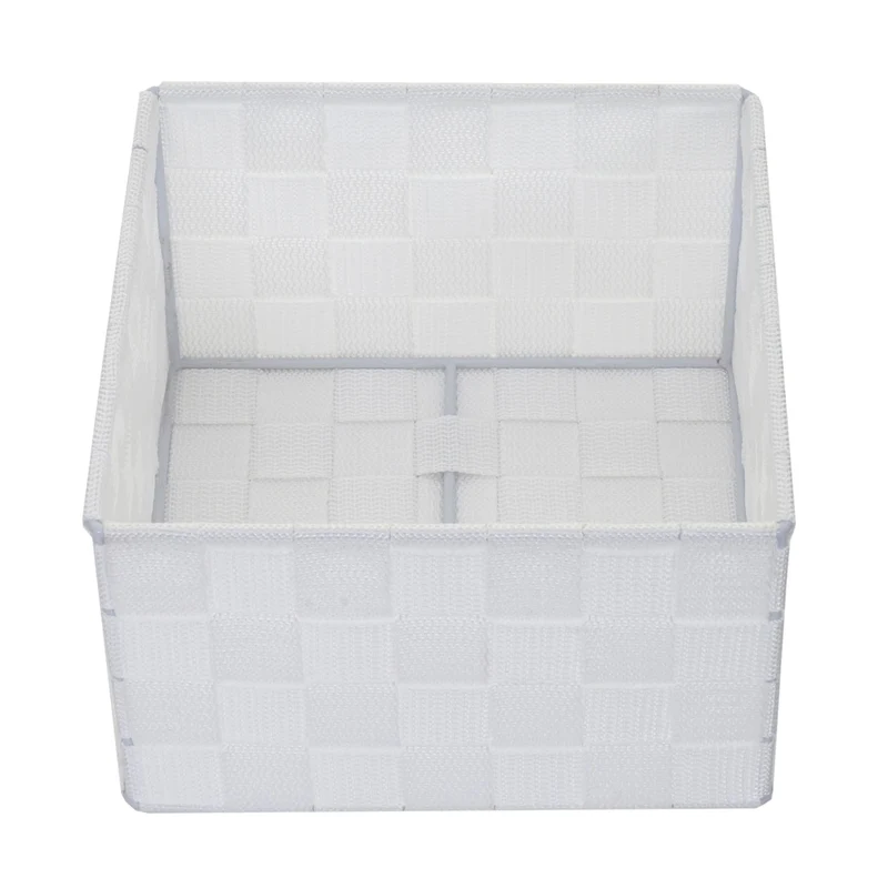 Panier de stockage panier décoration rangement accessoires salle de bain maquillage 12x19x19cm blanc 04_0003766