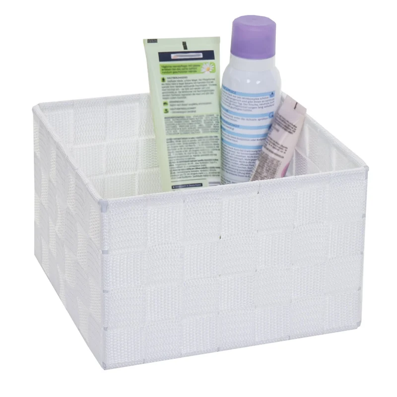 Panier de stockage panier décoration rangement accessoires salle de bain maquillage 12x19x19cm blanc 04_0003766