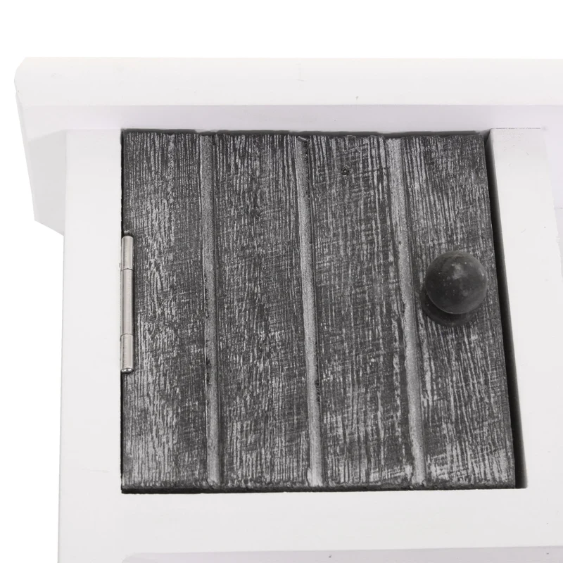 Porte-clés meuble d'entrée mural avec portes et étagère en bois massif gris-blanc vieilli 04_0003588