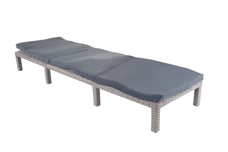 Chaise longue bassique épaisseur 5 cm relax bain de soleil en polyrotin gris coussin gris foncé 04_0004246
