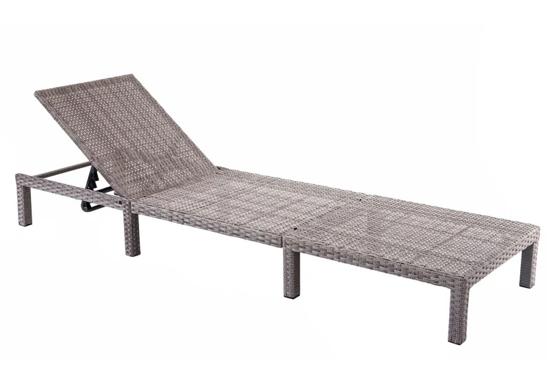 Chaise longue bassique épaisseur 5 cm relax bain de soleil en polyrotin gris coussin gris foncé 04_0004246
