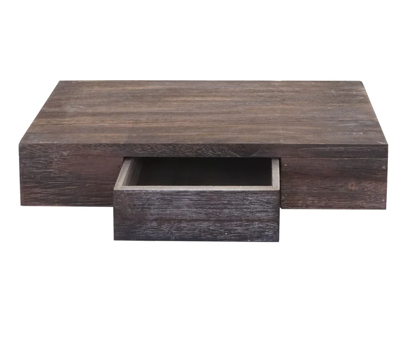 Étagère murale suspendue avec tiroir 40cm marron vieilli vintage 04_0005680