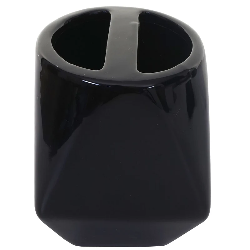 Ensemble d'accessoires de salle de bain 5 pièces porte-brosse WC porte-brosse à dents en céramique noir 04_0003022