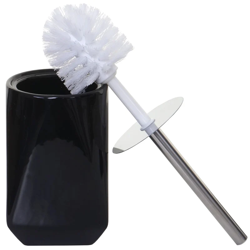 Ensemble d'accessoires de salle de bain 5 pièces porte-brosse WC porte-brosse à dents en céramique noir 04_0003022