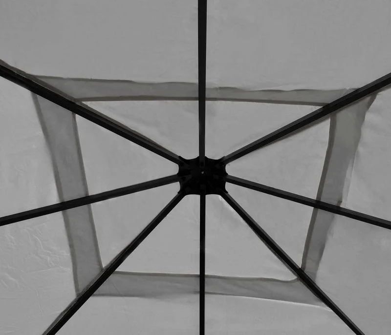 Pergola pavillon gazebo de jardin cadre stable de 7cm avec paroi latérale + moustiquaire gris 4x4m 04_0004091