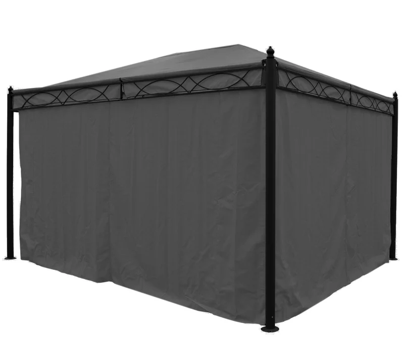 Pergola pavillon gazebo de jardin cadre stable de 7cm avec paroi latérale + moustiquaire gris 4x3m 04_0004090