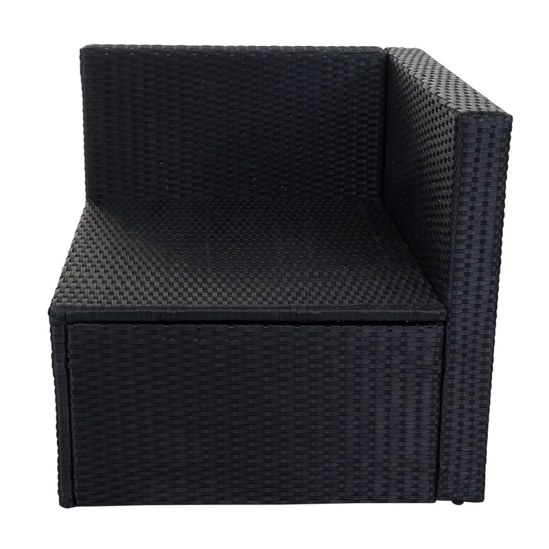 Salon de jardin fauteuil table coffre pouf en poly-rotin pour balcon jardin anthracite coussin gris foncé 04_0003049