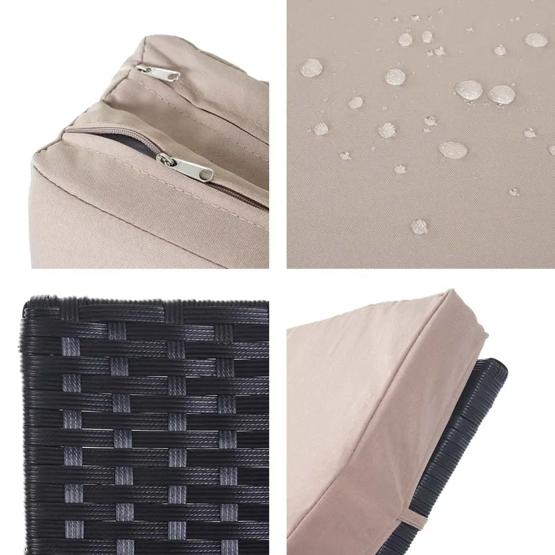 Chaise longue transat bain de soleil pour jardin terrasse en poly-rotin anthracite coussin beige 04_0004934
