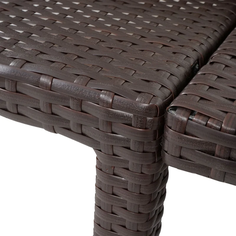 Chaise longue relax bain de soleil pour jardin extérieur terrasse en poly-rotin marron coussin crème 04_0004235
