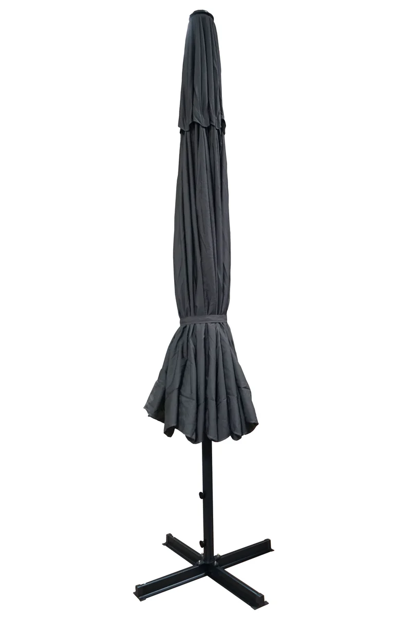 Parasol pour jardin terrasse Ø 5m polyester alu 28kg anthracite sans pieds de parasol 04_0003869