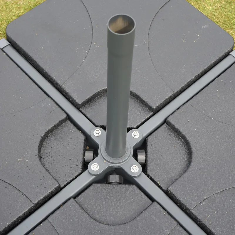 Parasol pour jardin terrasse Ø 5m polyester alu 28kg anthracite avec pieds de parasol04_0003866