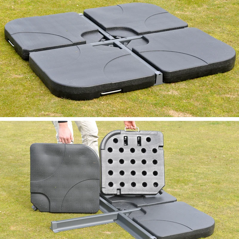 Parasol pour jardin terrasse Ø 5m polyester alu 28kg anthracite avec pieds de parasol04_0003866