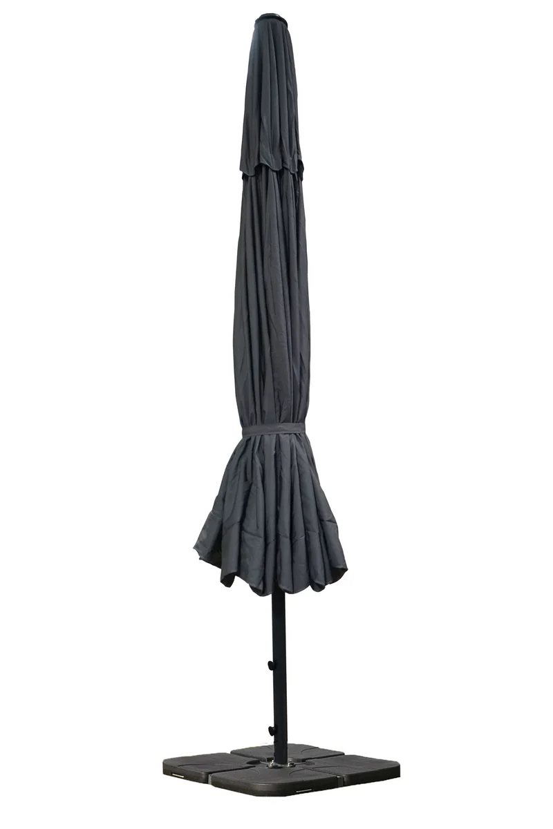 Parasol pour jardin terrasse Ø 5m polyester alu 28kg anthracite avec pieds de parasol04_0003866