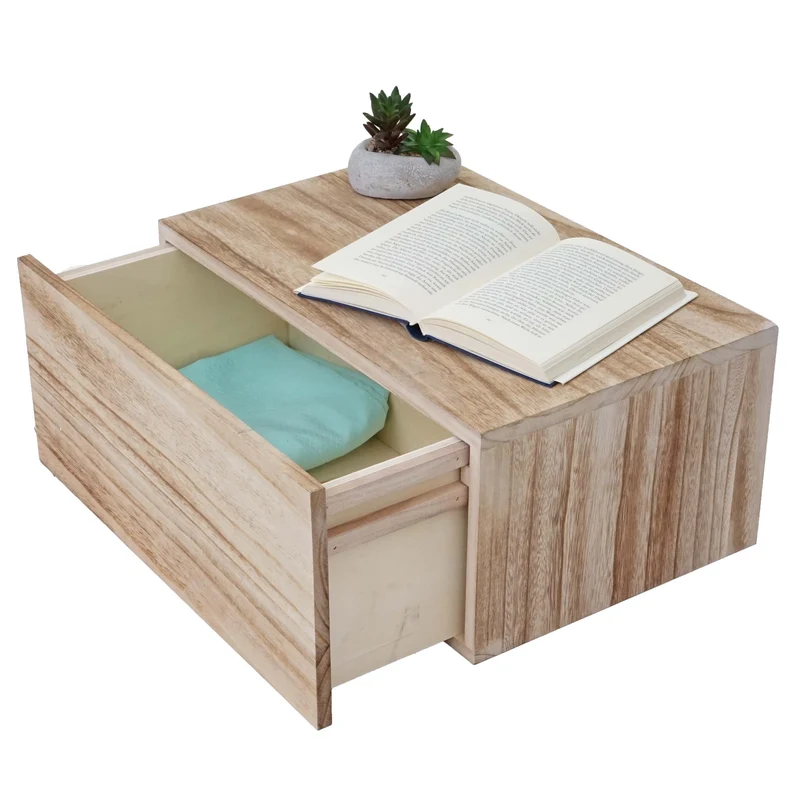 Étagère murale à tiroir style vintage shabby 21x46x30cm brun naturel 04_0005174