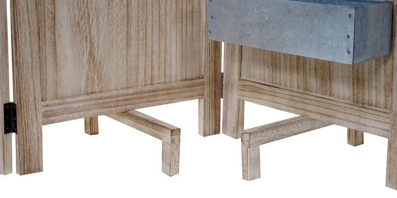 Paravent 4 panneaux avec 4 jardinières amovibles séparateur de pièce cloison de séparation en bois et métal 170x161x29cm 04_0003921
