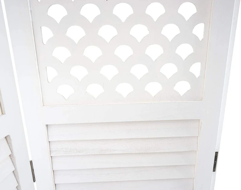Paravent cloison de séparation pare-vue 6 panneaux 170x245cm en bois blanc 04_0003910