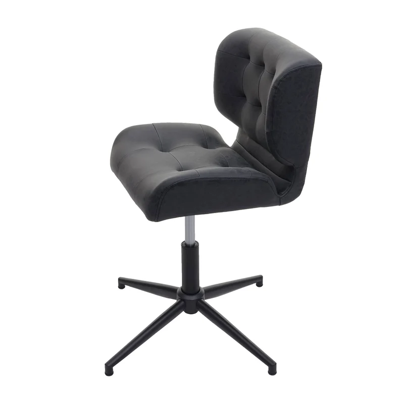 Fauteuil chaise de bureau salle à mager pivotante hauteur réglable synthétique gris foncé pied métal noir 04_0001862