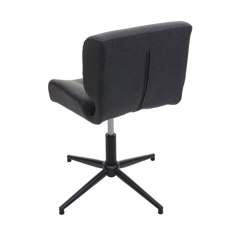 Fauteuil chaise de bureau salle à mager pivotante hauteur réglable synthétique gris foncé pied métal noir 04_0001862