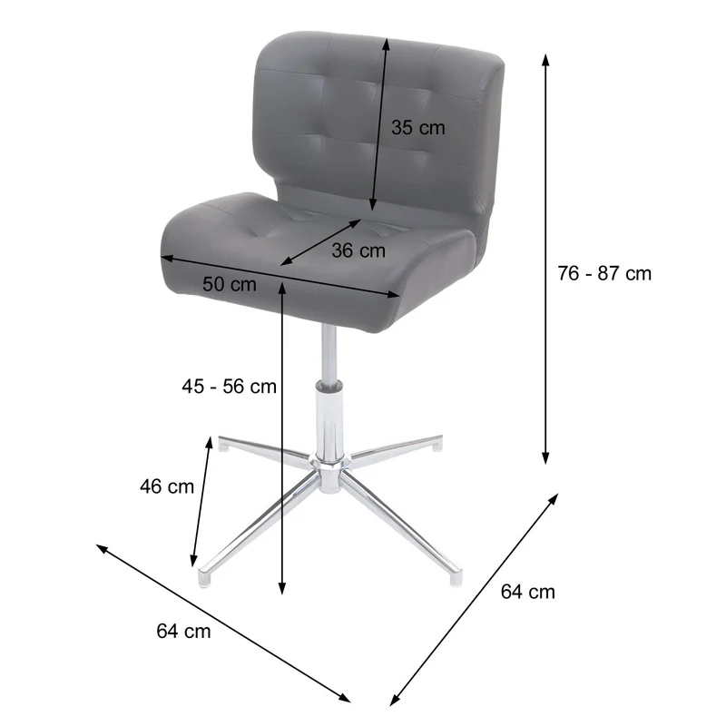 Fauteuil chaise de bureau salle à mager pivotante hauteur réglable synthétique gris foncé pied métal noir 04_0001862