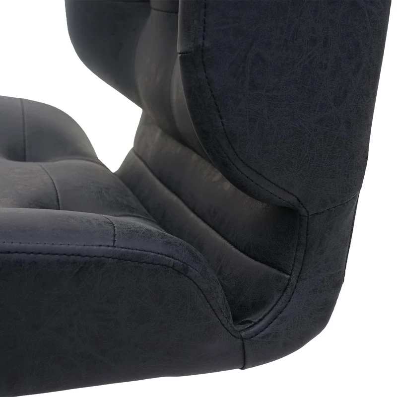 Fauteuil chaise de bureau salle à mager pivotante hauteur réglable synthétique gris foncé pied métal noir 04_0001862