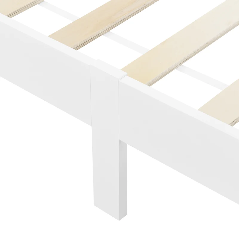 Lit pour adultes design simple cadre avec sommier à lattes en pin et bois 120 x 200 cm blanc 03_0004933